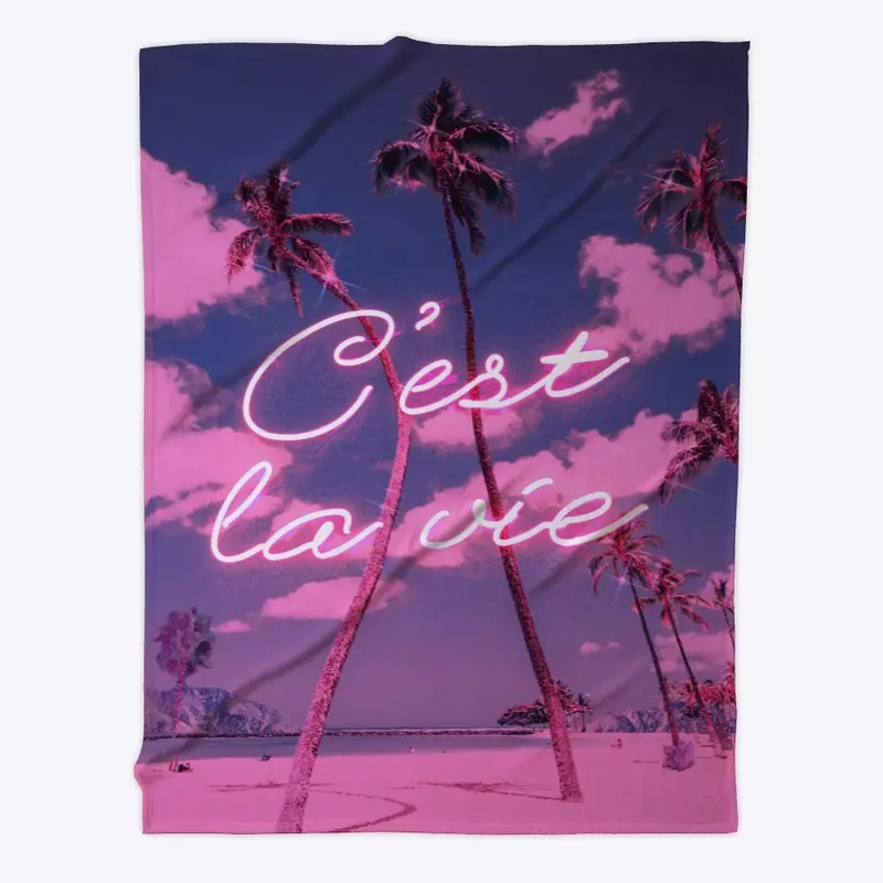 C'est La Vie Palm Tree Pink Collage Art